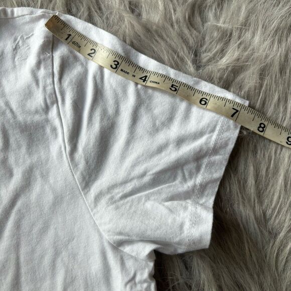 Love Peace & Lazy Days Shirt Sz L Juniors T-shirt White Extra Butter Movie Crop - Picture 10 of 10